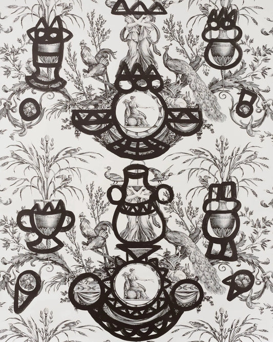 Pierre Frey Fontaine Et Animaux Barbouillage - Noir/Blanc