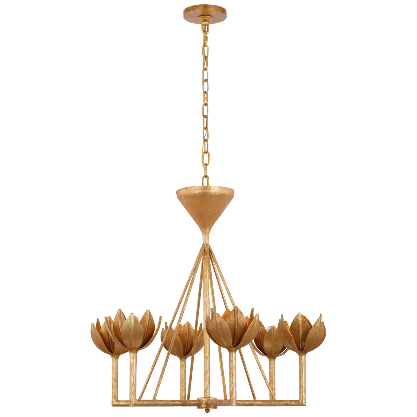 Alberto Small Low Ceiling Chandelier - Antique Gold Leaf