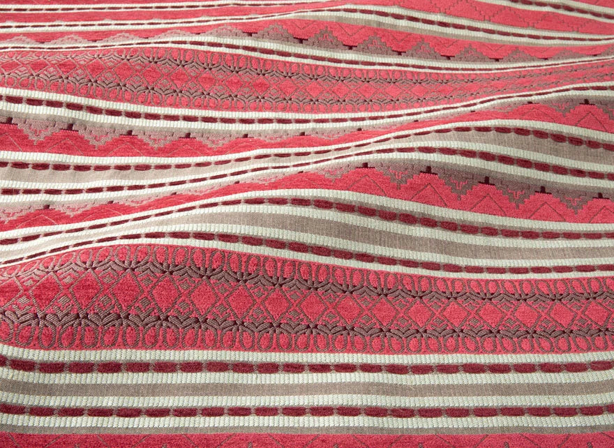 Pierre Frey Arriba Flax - Raspberry