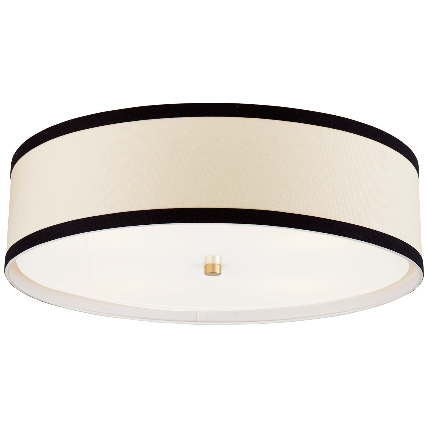 Walker Large Flush Mount - Gild with Cream Linen and Black Trim