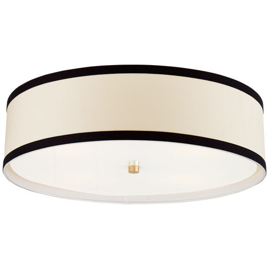 Walker Large Flush Mount - Gild with Cream Linen and Black Trim