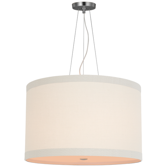 Walker Medium Hanging Shade - Burnished Silver Leaf with Cream Linen