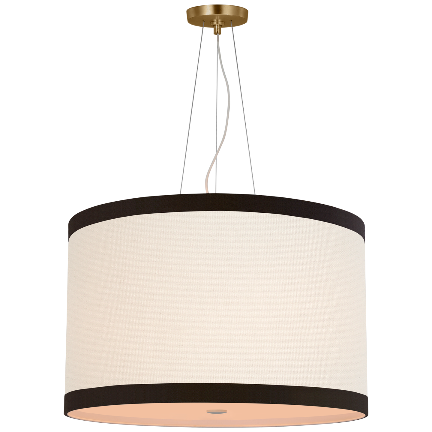Walker Medium Hanging Shade - Gild with Cream Linen and Black Trim