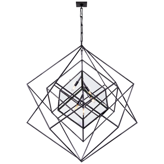 Cubist Large Chandelier - Aged Iron