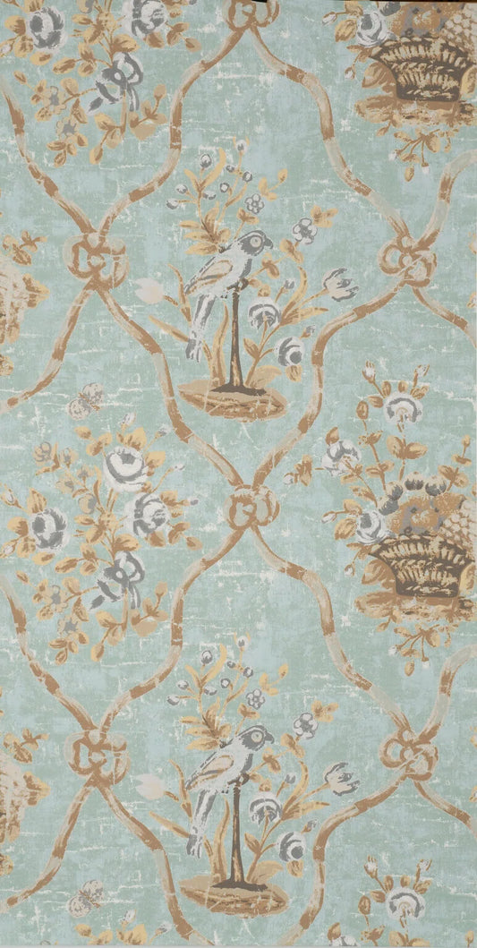 Pierre Frey Wallpaper Petit Parc - Aqua/Brown