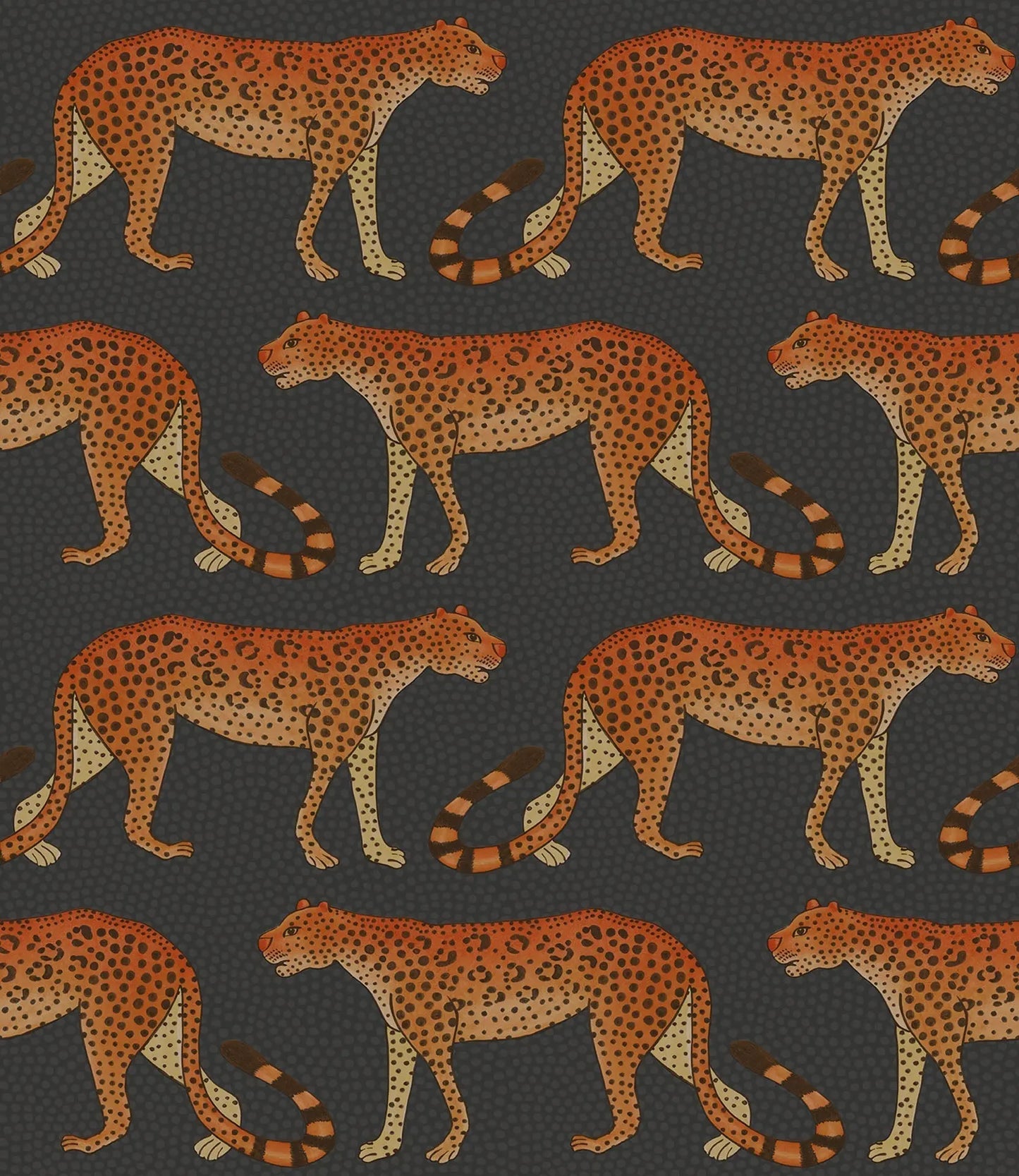 Cole & Son Leopard Walk wallpaper - Burnt Orange on Charcoal