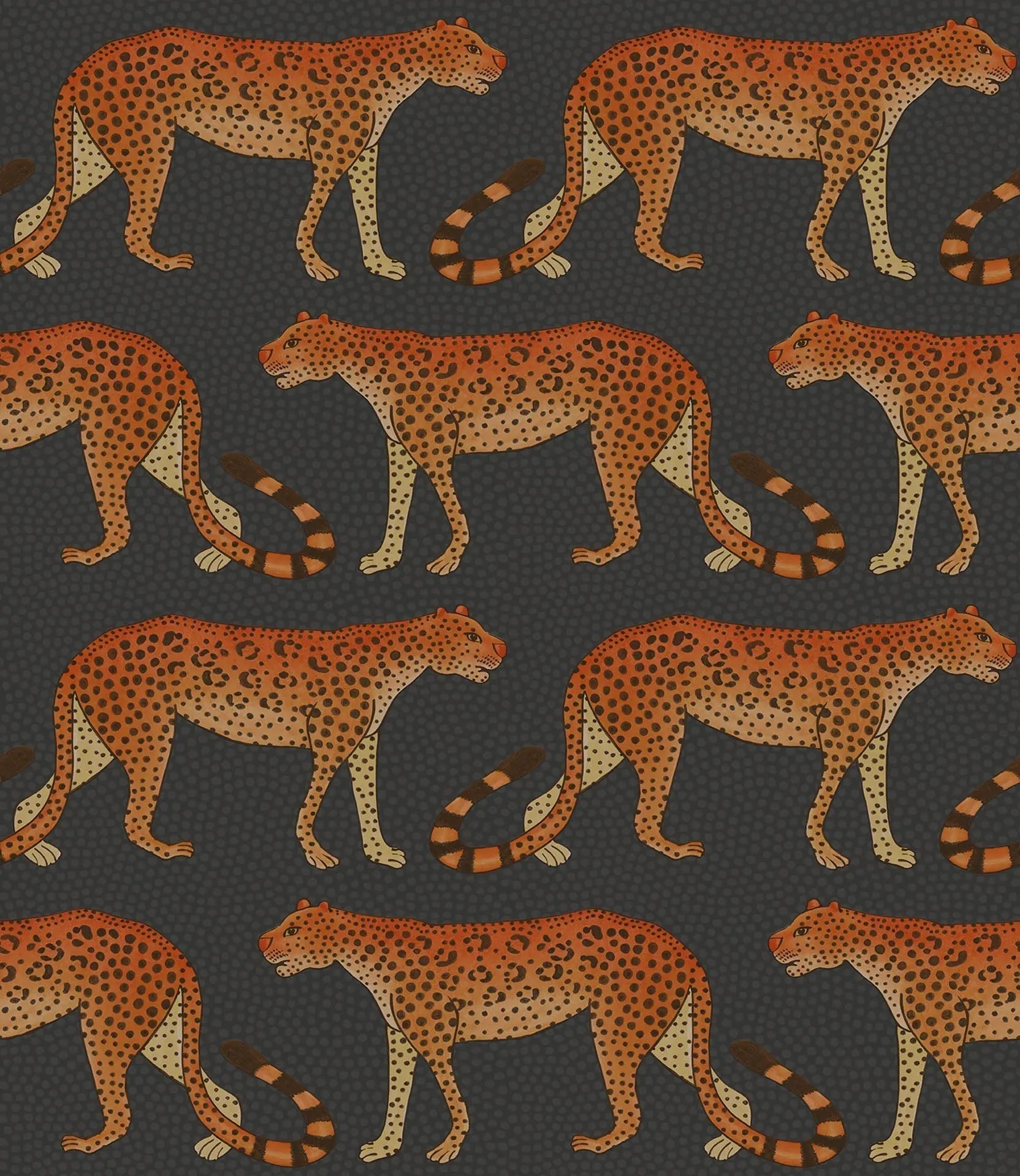 Cole & Son Leopard Walk wallpaper - Burnt Orange on Charcoal