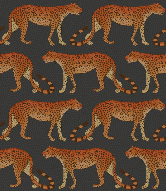 Cole & Son Leopard Walk wallpaper - Burnt Orange on Charcoal