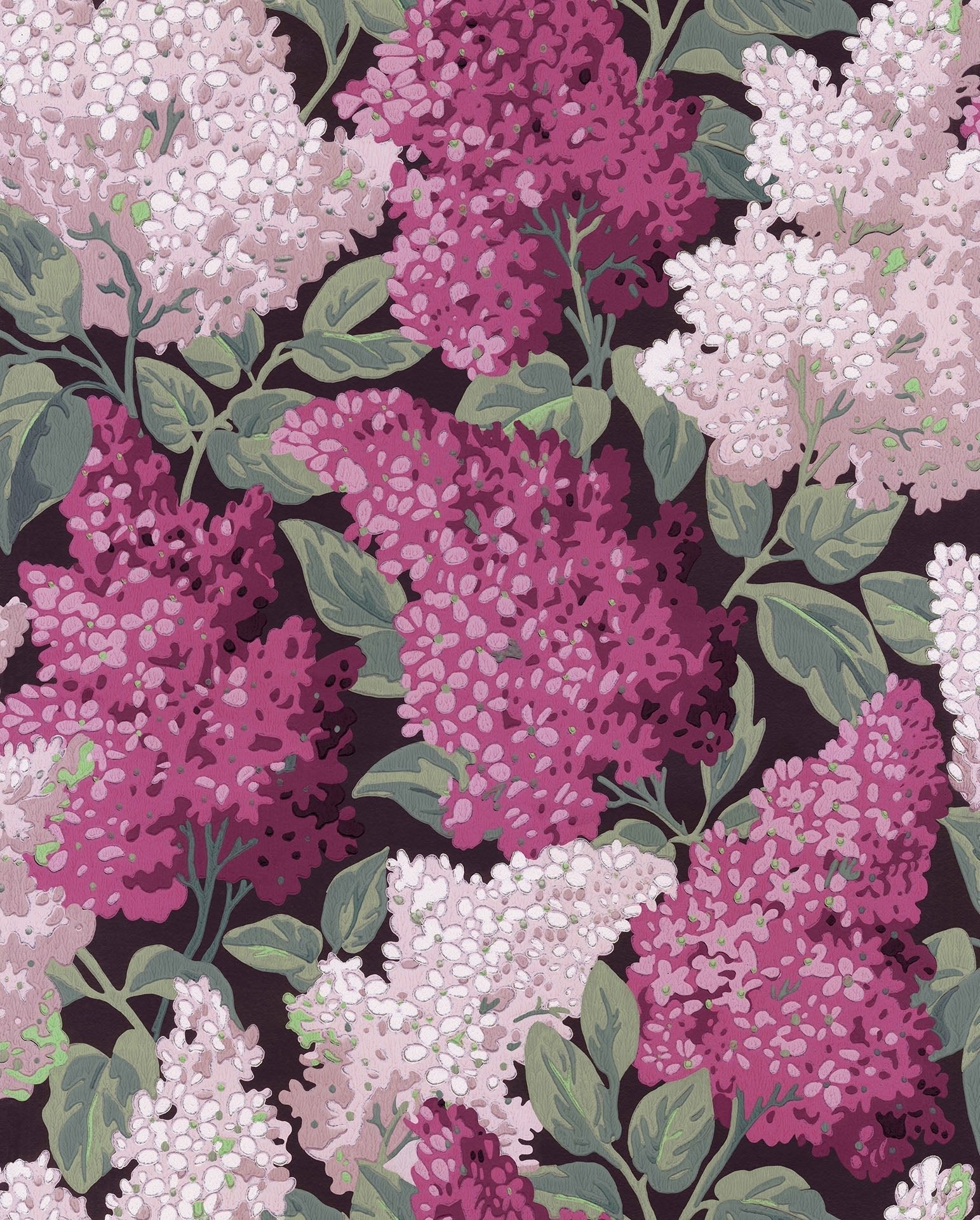 Cole & Son Lilac Grandiflora (2 roll set) wallpaper - Magenta & Blush on Charcoal