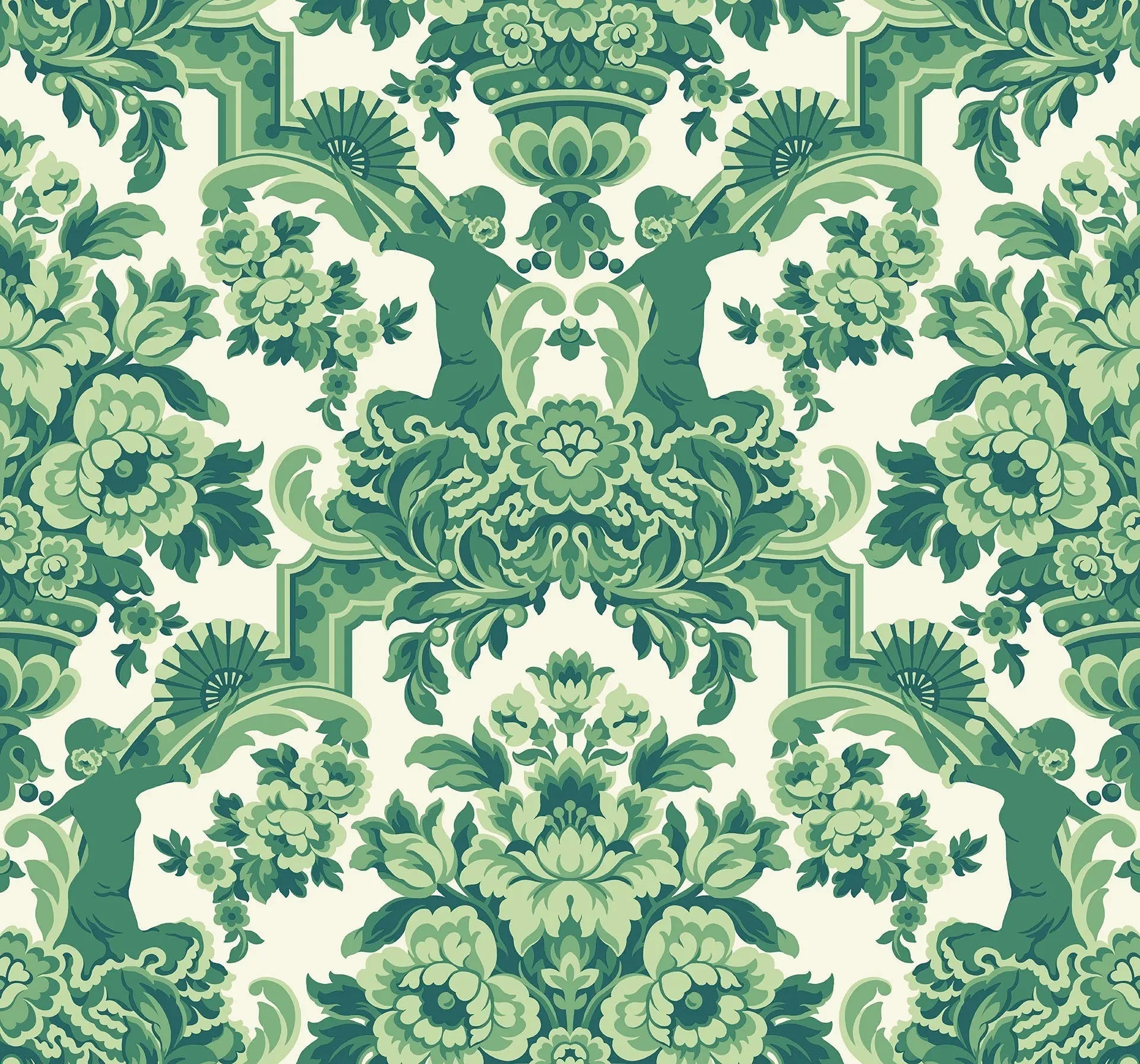 Cole & Son Lola wallpaper - Forest Green on White