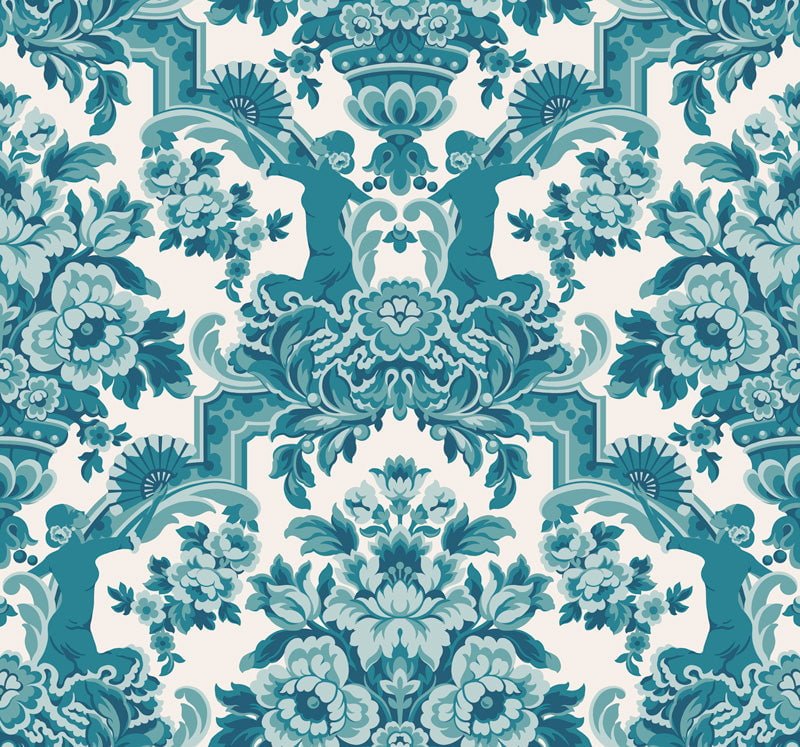 Cole & Son Lola - Petrol Blue on White