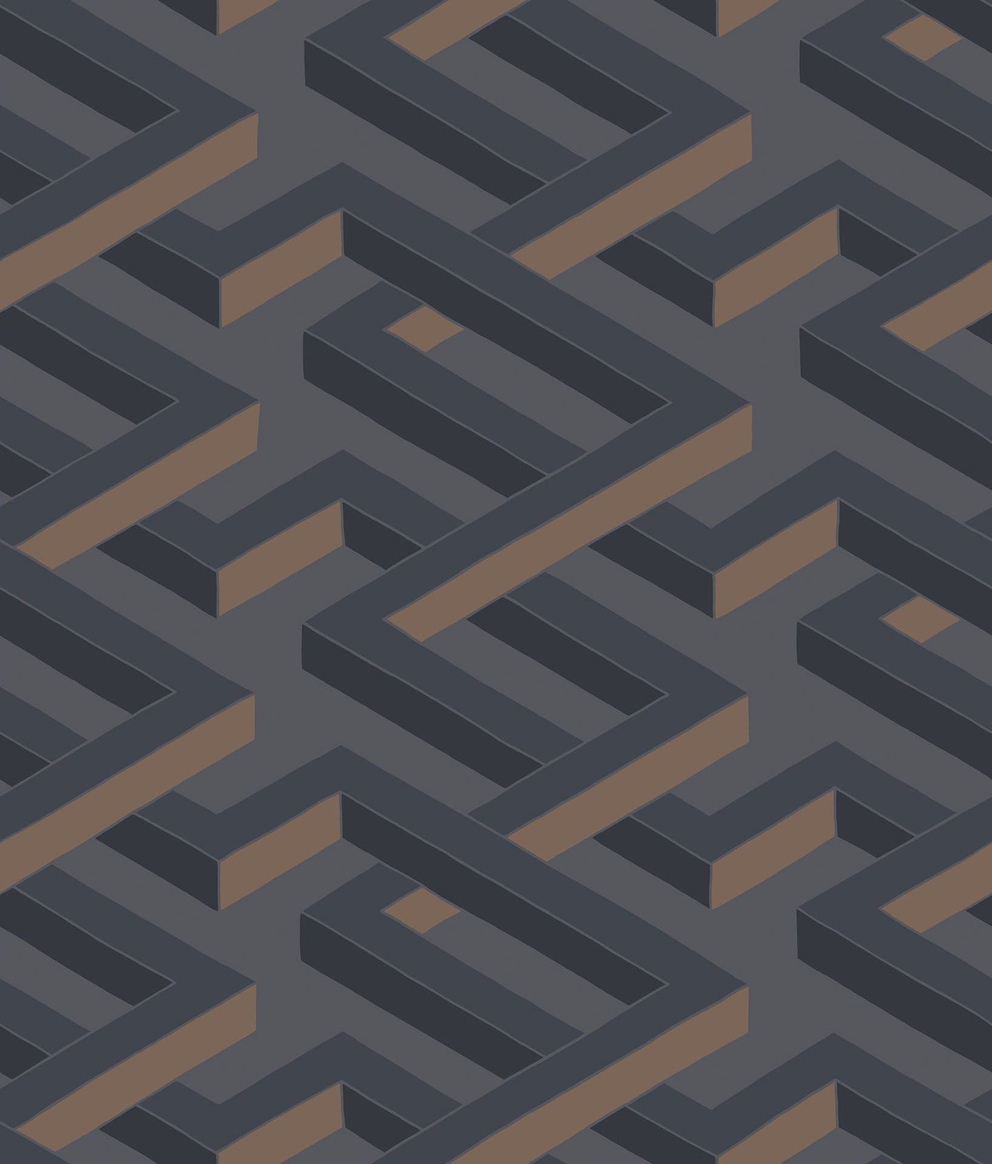 Cole & Son Luxor wallpaper - Metallic Bronze on Slate Grey