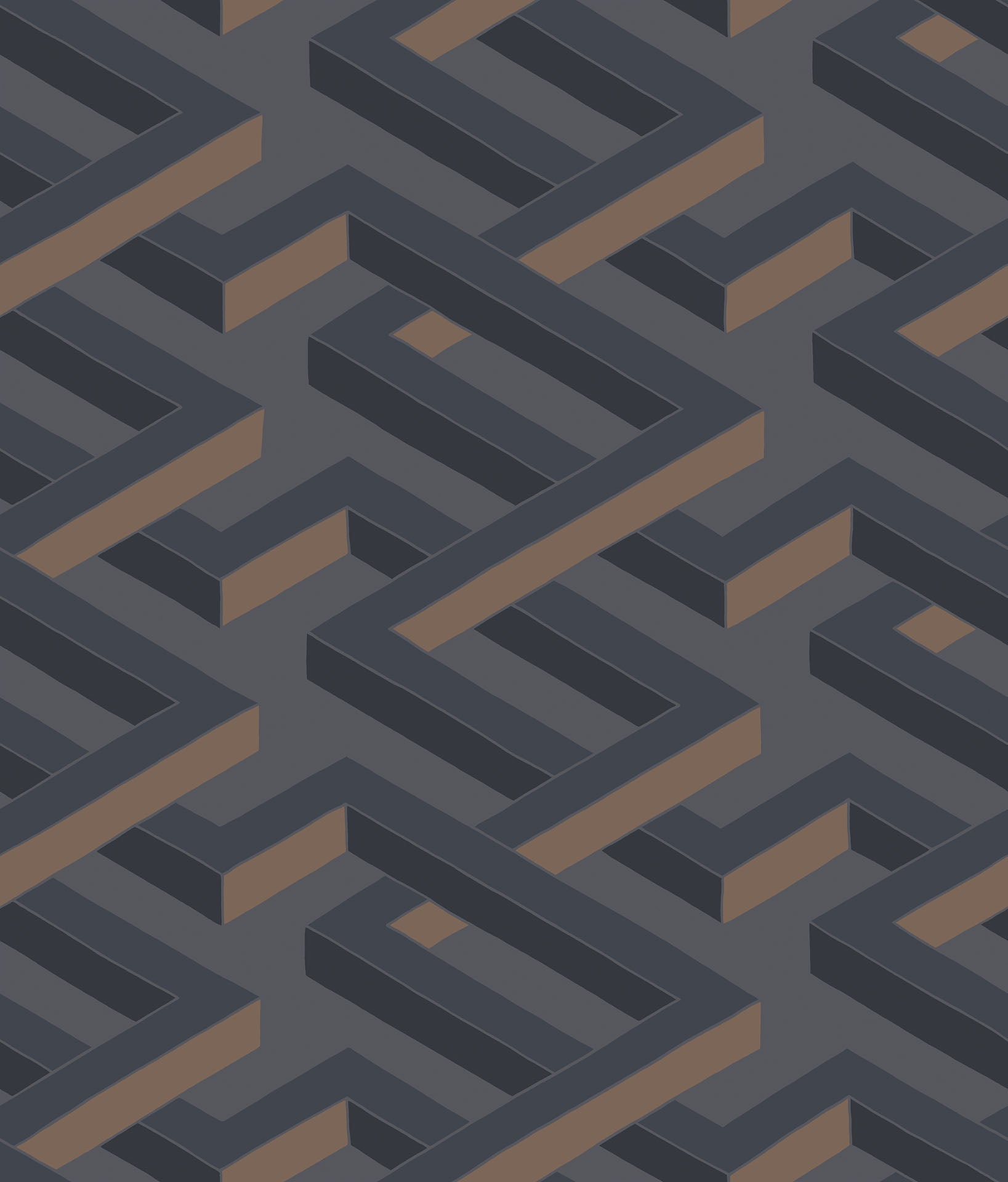 Cole & Son Luxor wallpaper - Metallic Bronze on Slate Grey