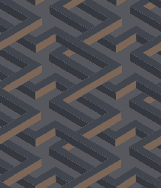 Cole & Son Luxor wallpaper - Metallic Bronze on Slate Grey