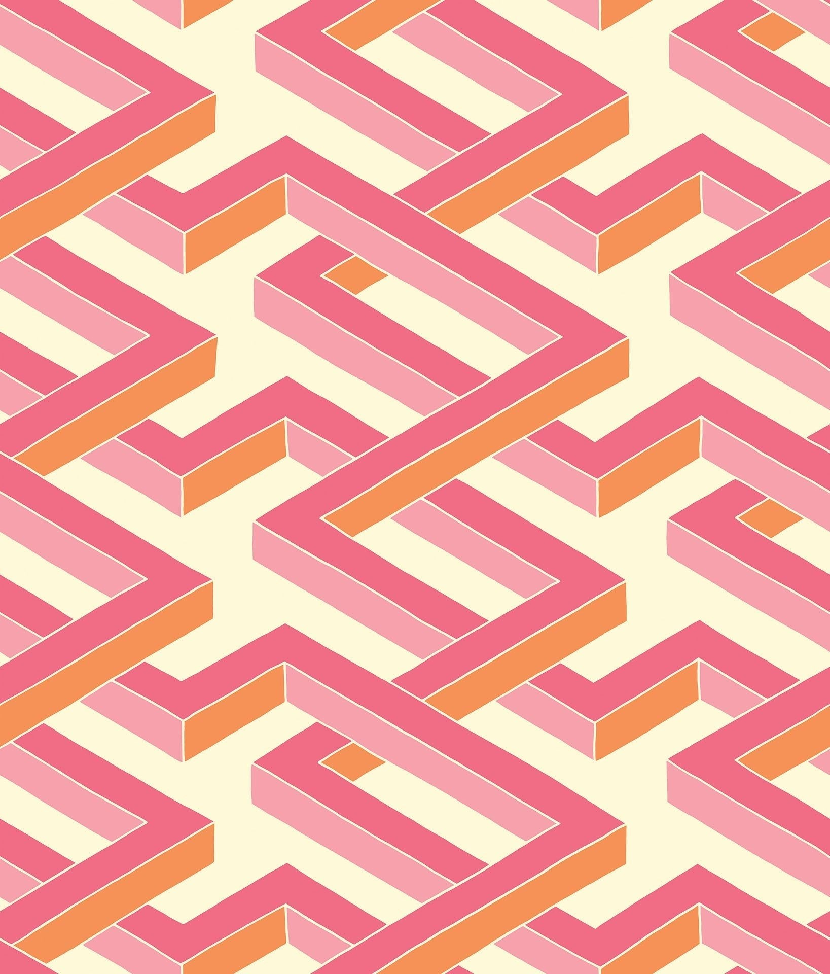 Cole & Son Luxor - Fuchsia & Orange on White