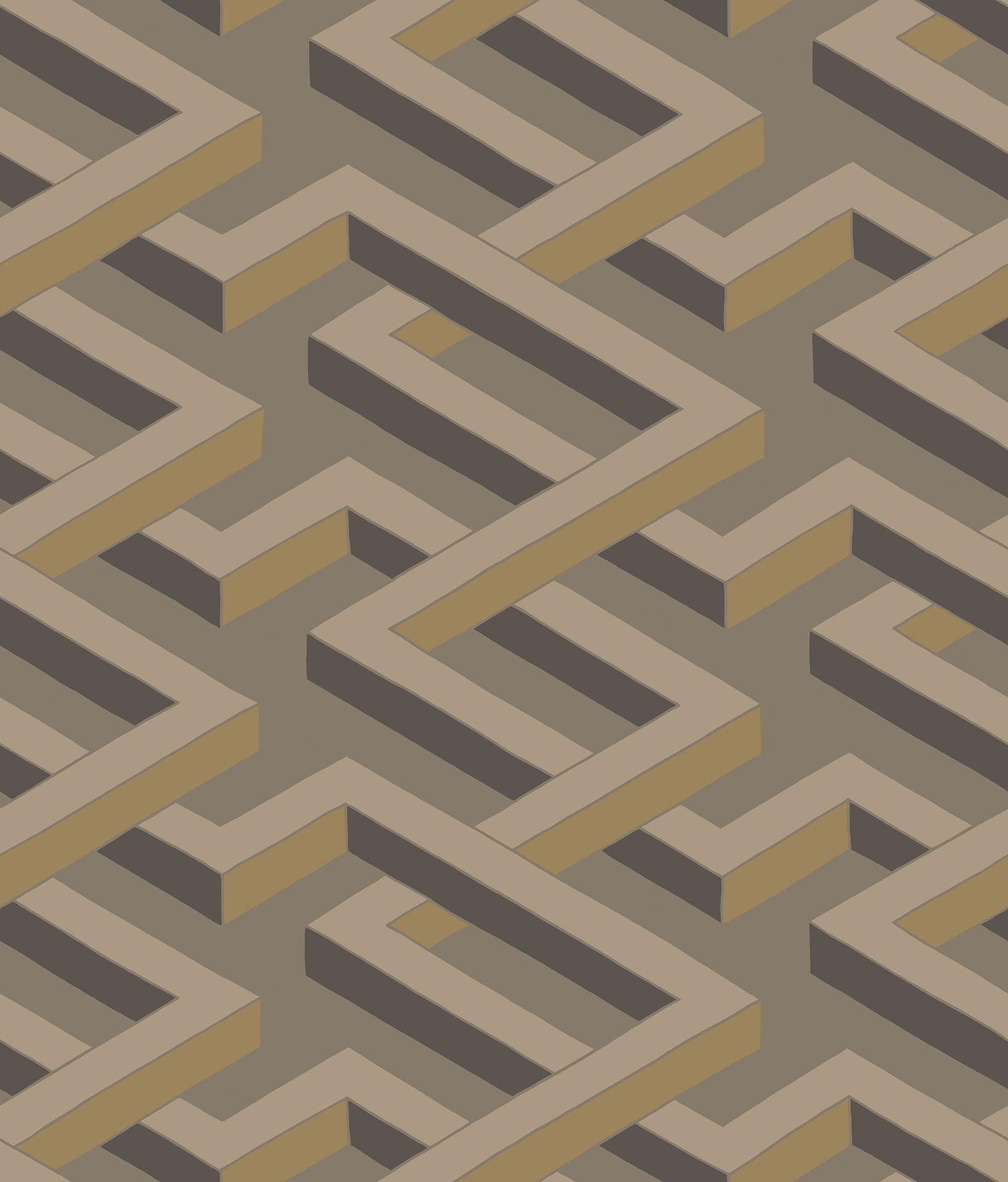 Cole & Son Luxor - Metallic Bronze on Dark Taupe