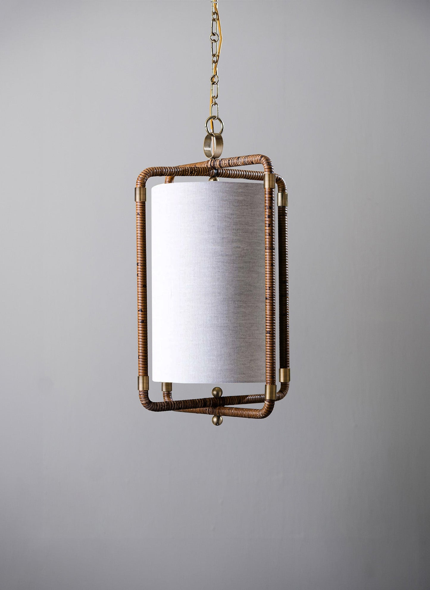 Holden Lantern Ceiling Light - Dark Cane and Antique Brass
