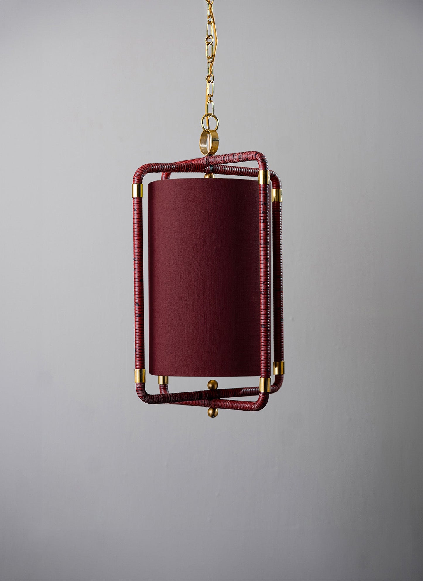 Holden Lantern Ceiling Light - Burgundy and Brass
