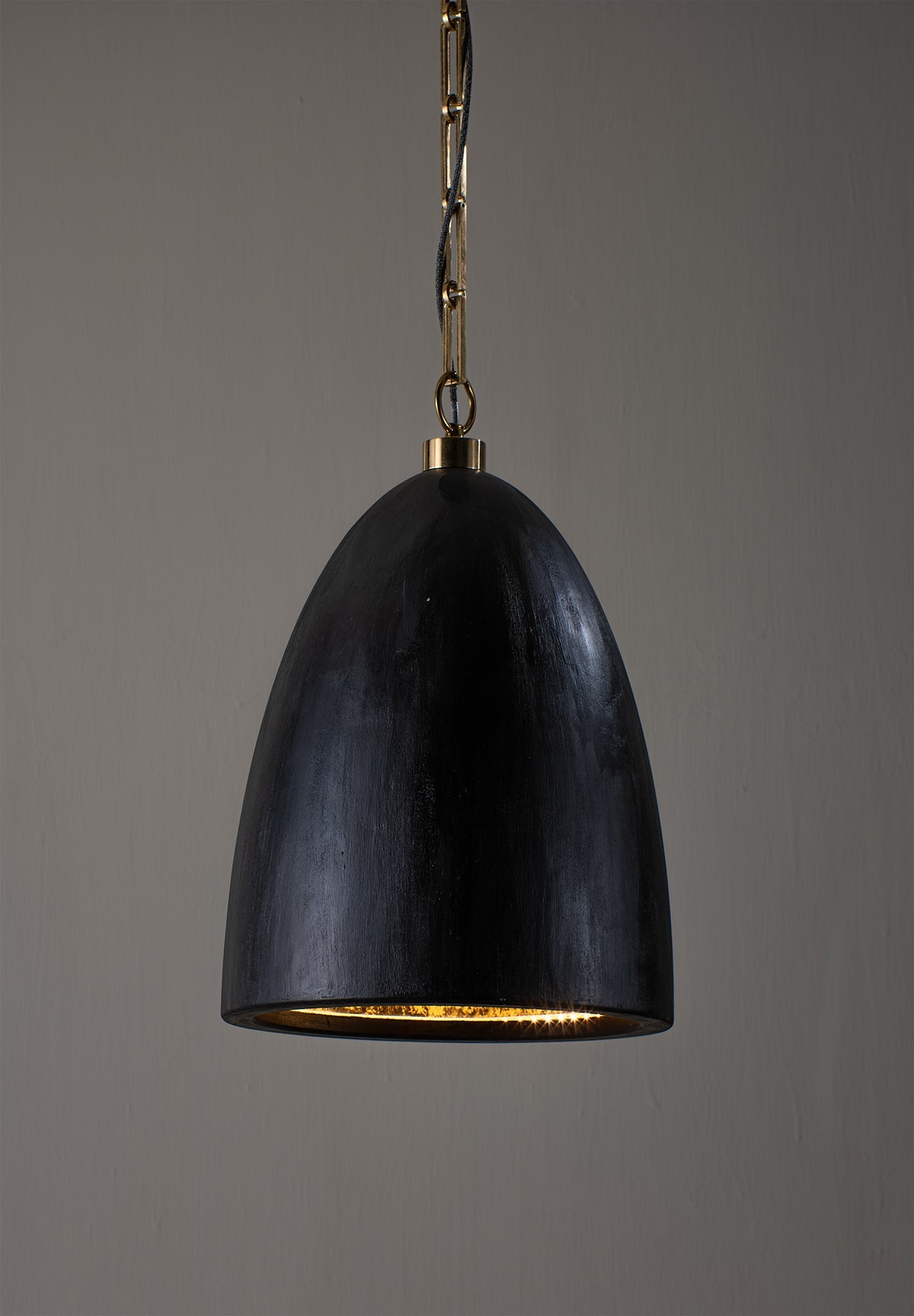 Moody Pendant - Black with Etched Gold lit