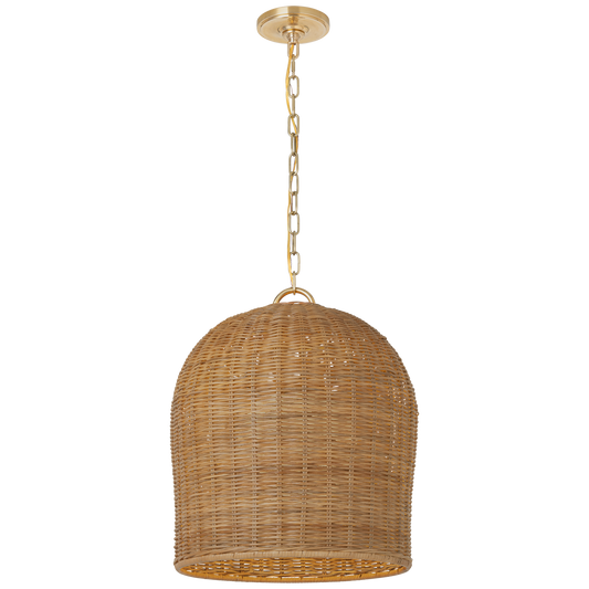 Nancy 18 Woven Hanging Shade - Soft Brass and Natural Wicker