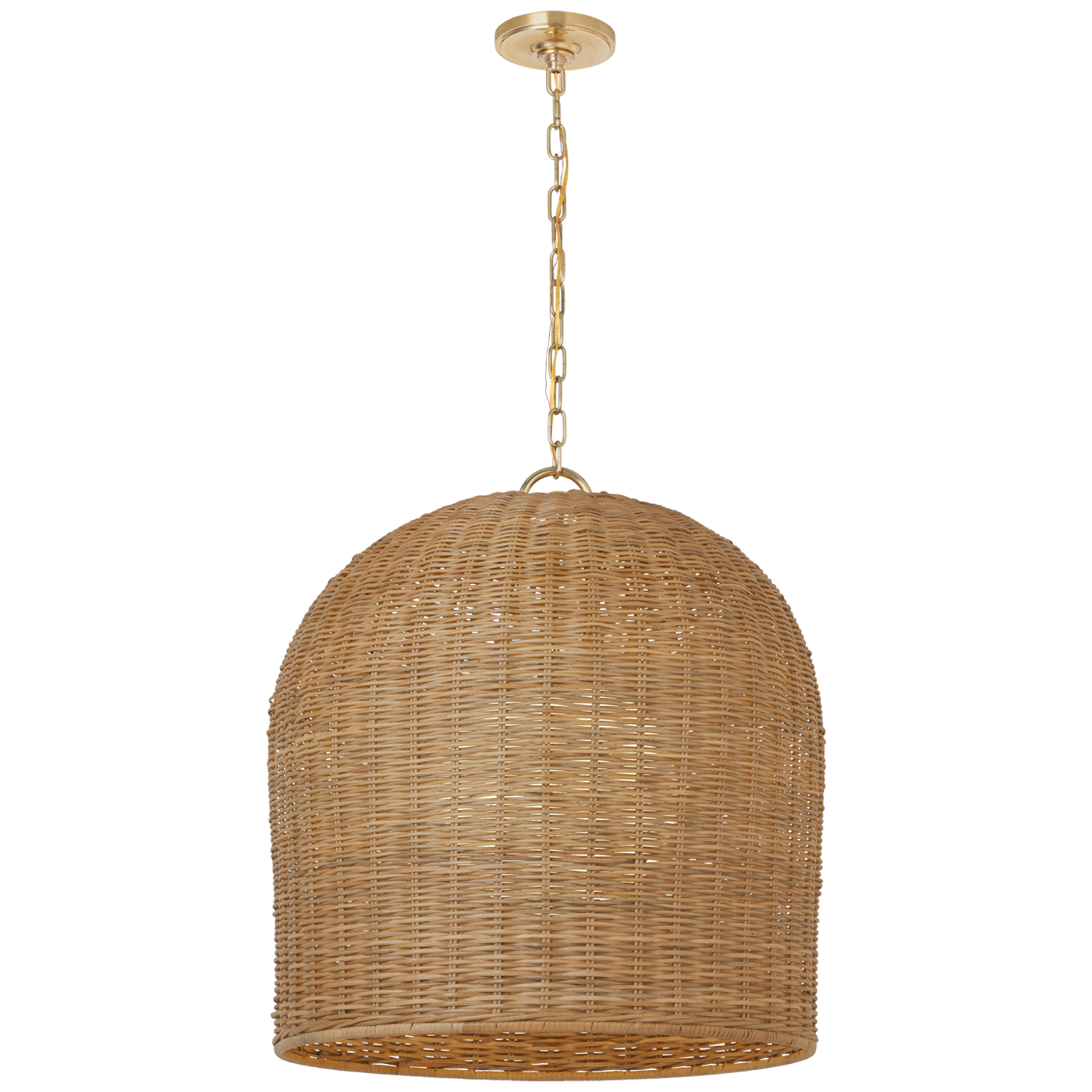 Nancy 25 Woven Hanging Shade - Soft Brass and Natural Wicker