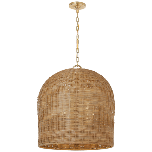 Nancy 25 Woven Hanging Shade - Soft Brass and Natural Wicker