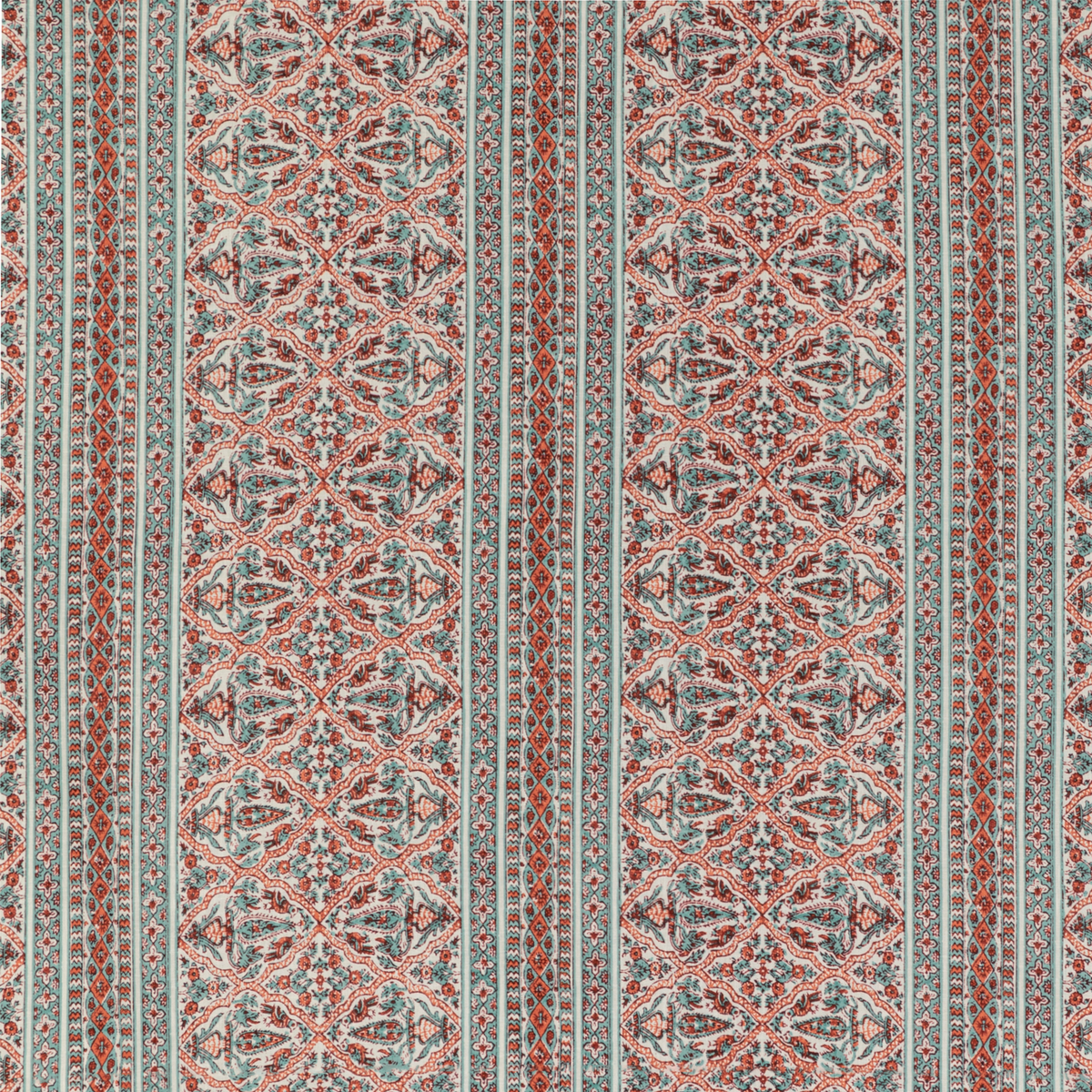 Baker Lifestyle | Seaton Stripe fabric - Aqua/Red
