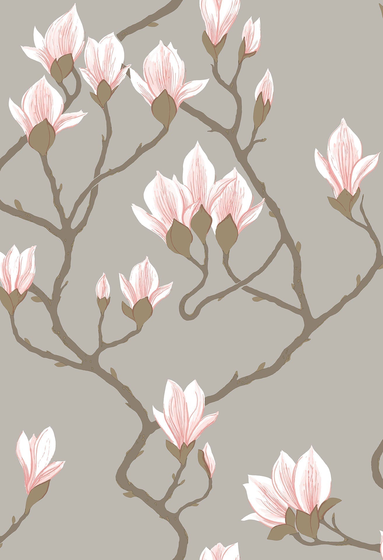 Cole & Son Magnolia - Alabaster on Metallic Silver