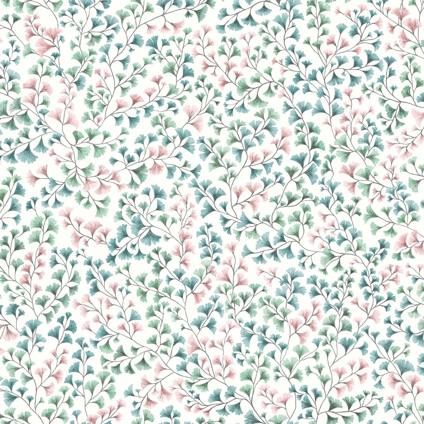 Cole & Son Maidenhair wallpaper - Petrol, Alabaster & Mint