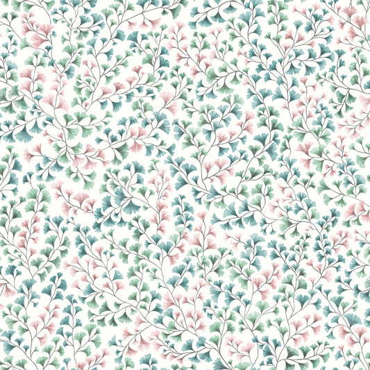 Cole & Son Maidenhair wallpaper - Petrol, Alabaster & Mint