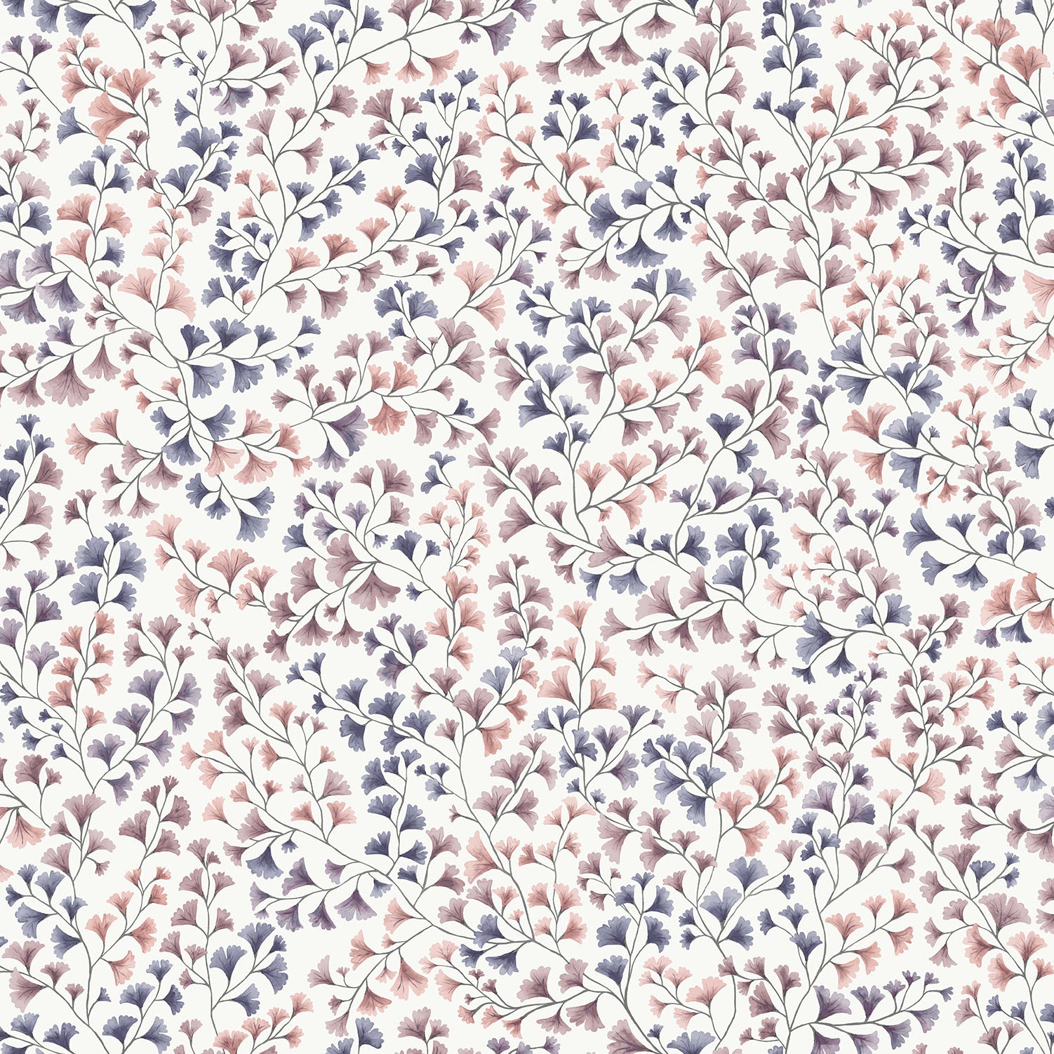 Cole & Son Maidenhair - Mulberry, Ink & Alabaster Pink