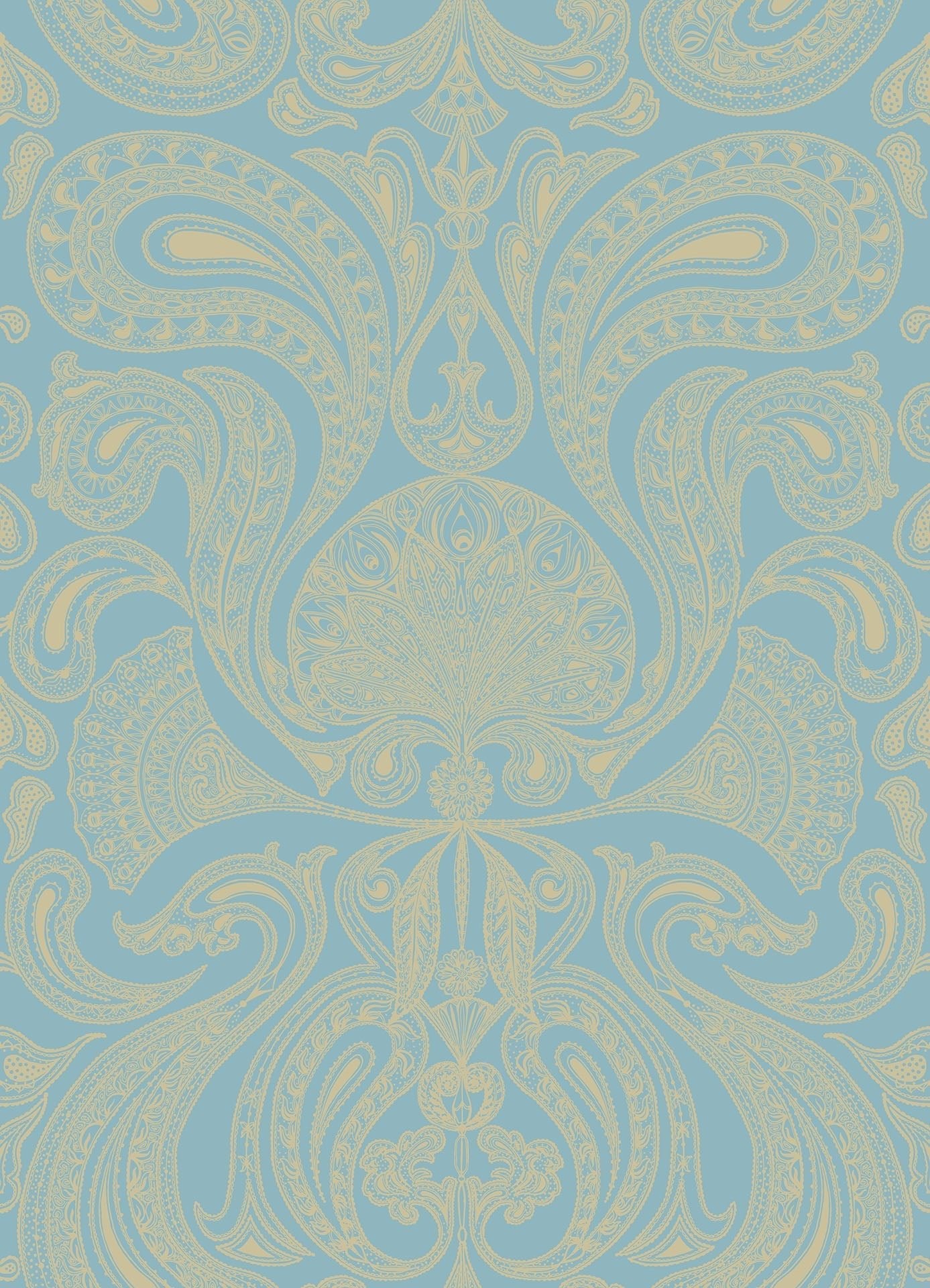 Cole & Son Malabar wallpaper - Metallic Gilver on Petrol