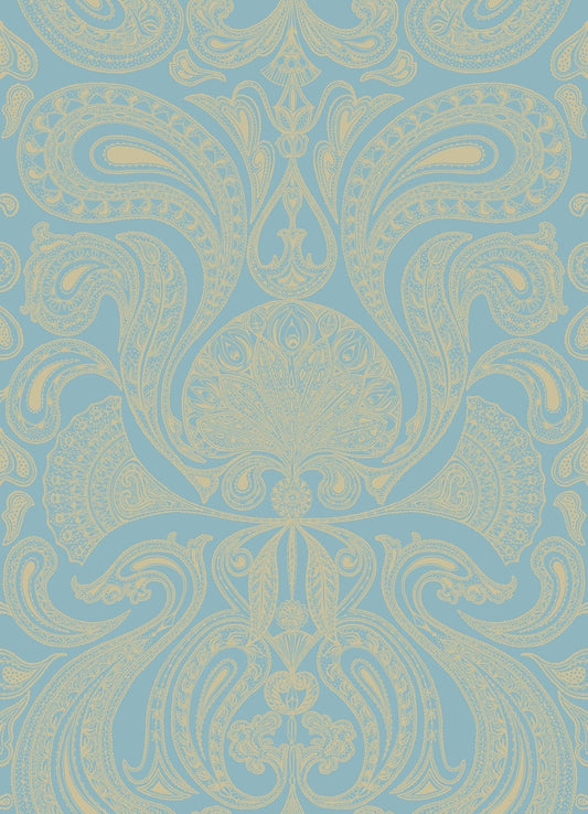 Cole & Son Malabar wallpaper - Metallic Gilver on Petrol