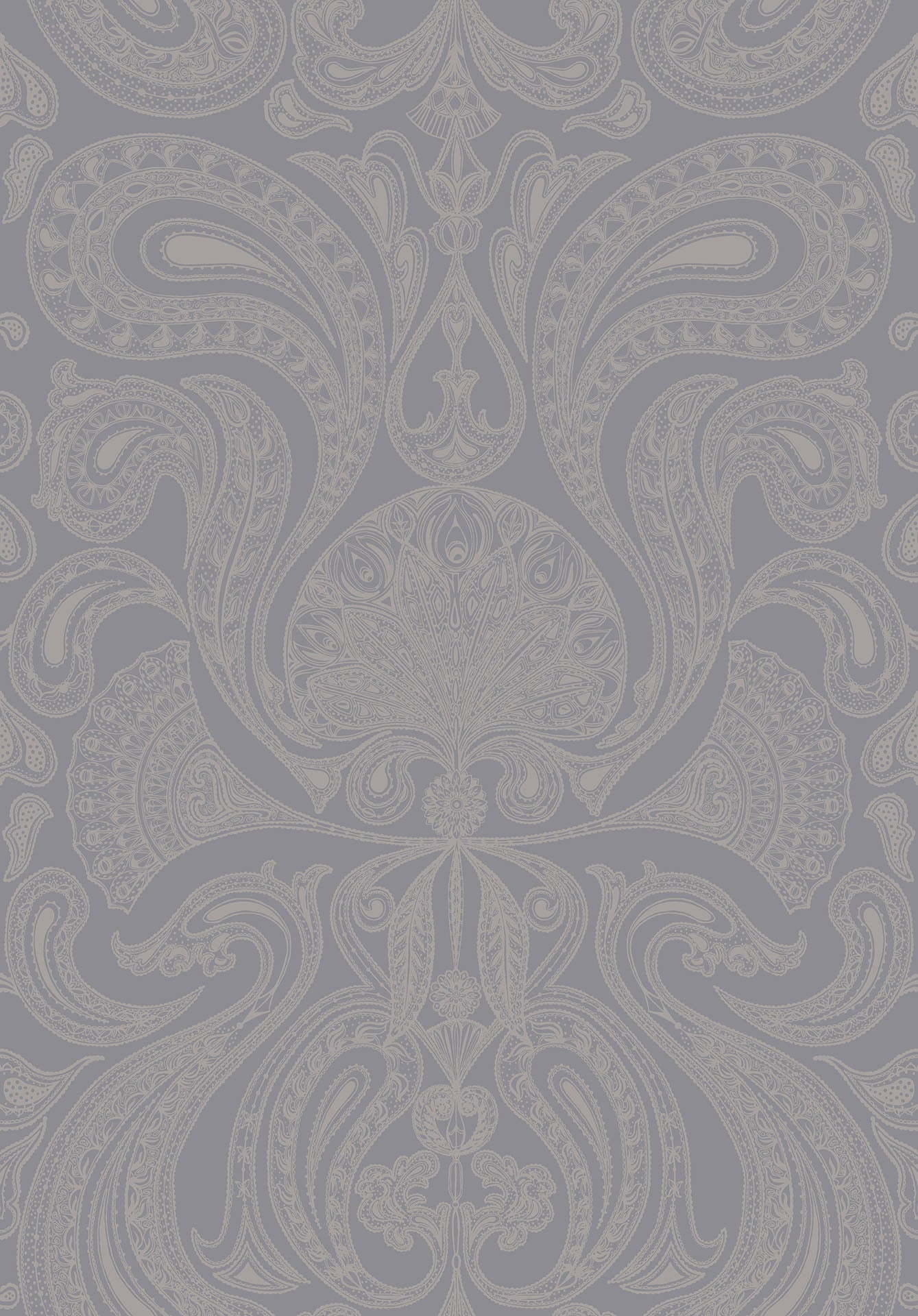 Cole & Son Malabar - Metallic Silver on Lilac Grey
