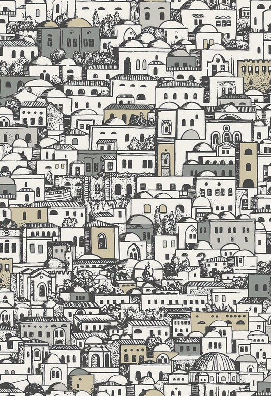 Cole & Son Mediterranea wallpaper - White, Black & Metallic