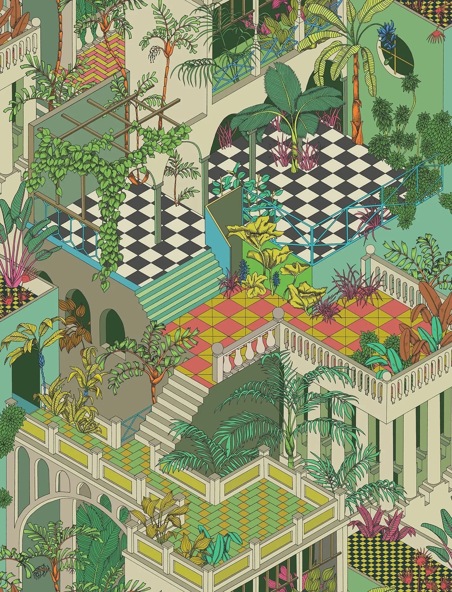 Cole & Son Miami wallpaper - Olive Green Multi
