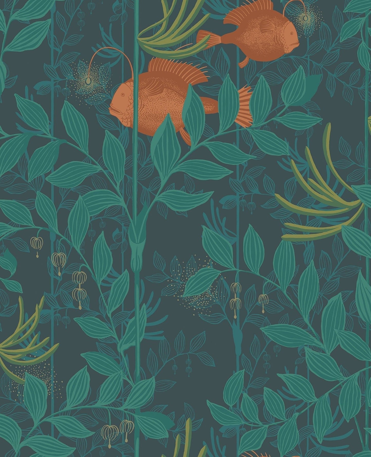 Cole & Son Nautilus - Orange & Teal on Ink