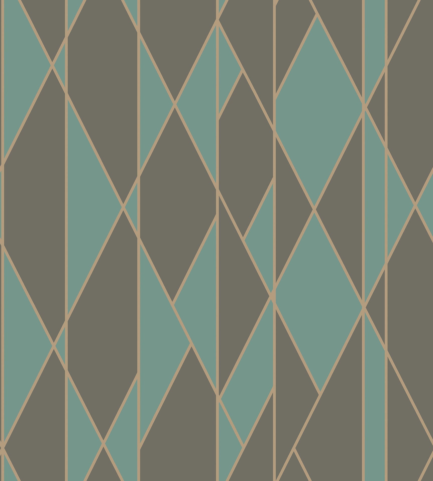 Cole & Son Oblique - Teal, Soot & Metallic Gilver
