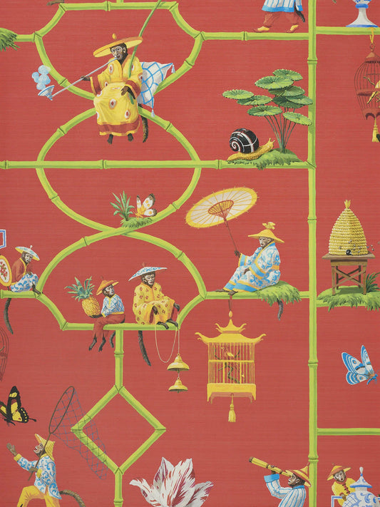 Pierre Frey Les Singes Savants - Rouge