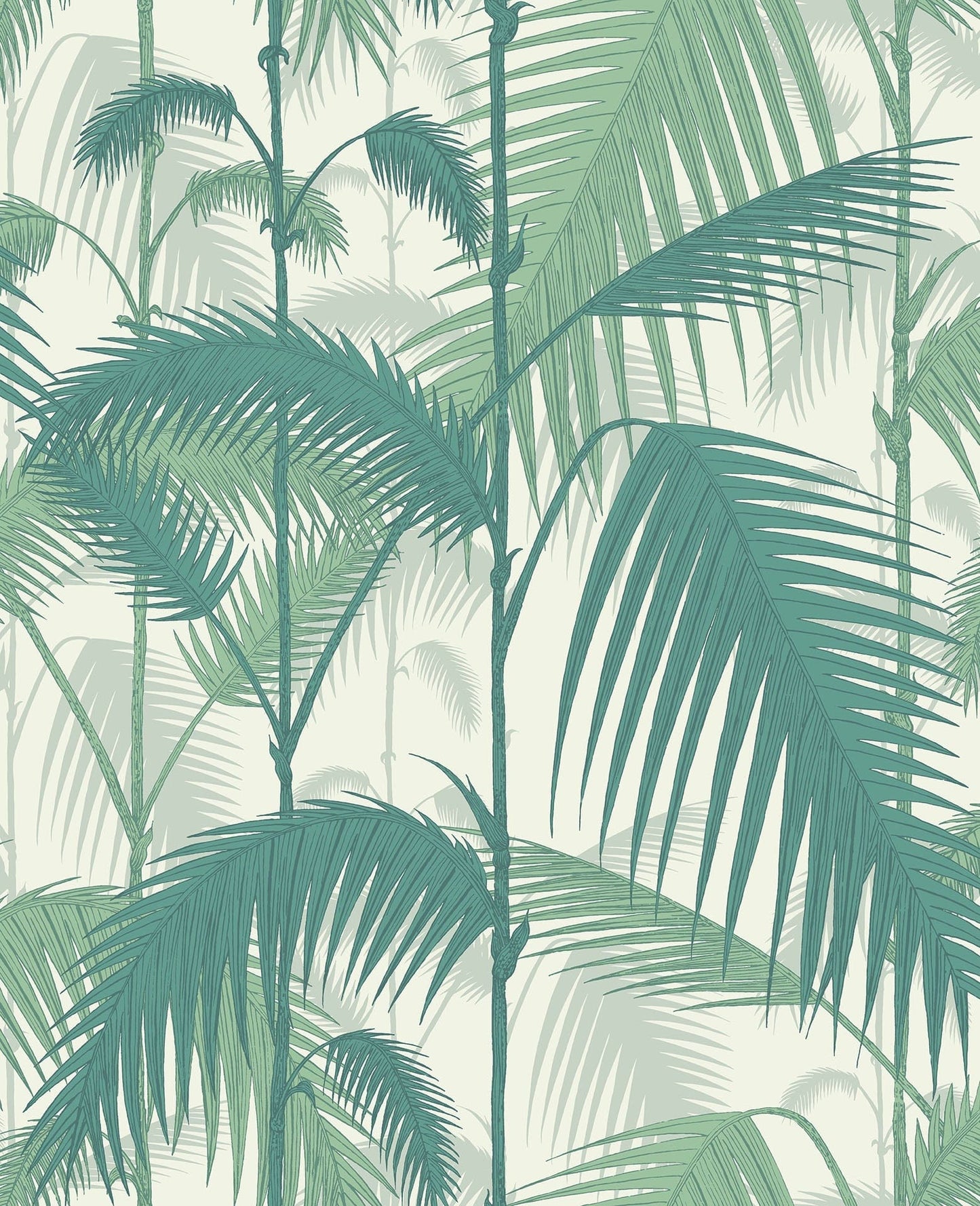 Cole & Son Palm Jungle - Teal & Viridian on Chalk