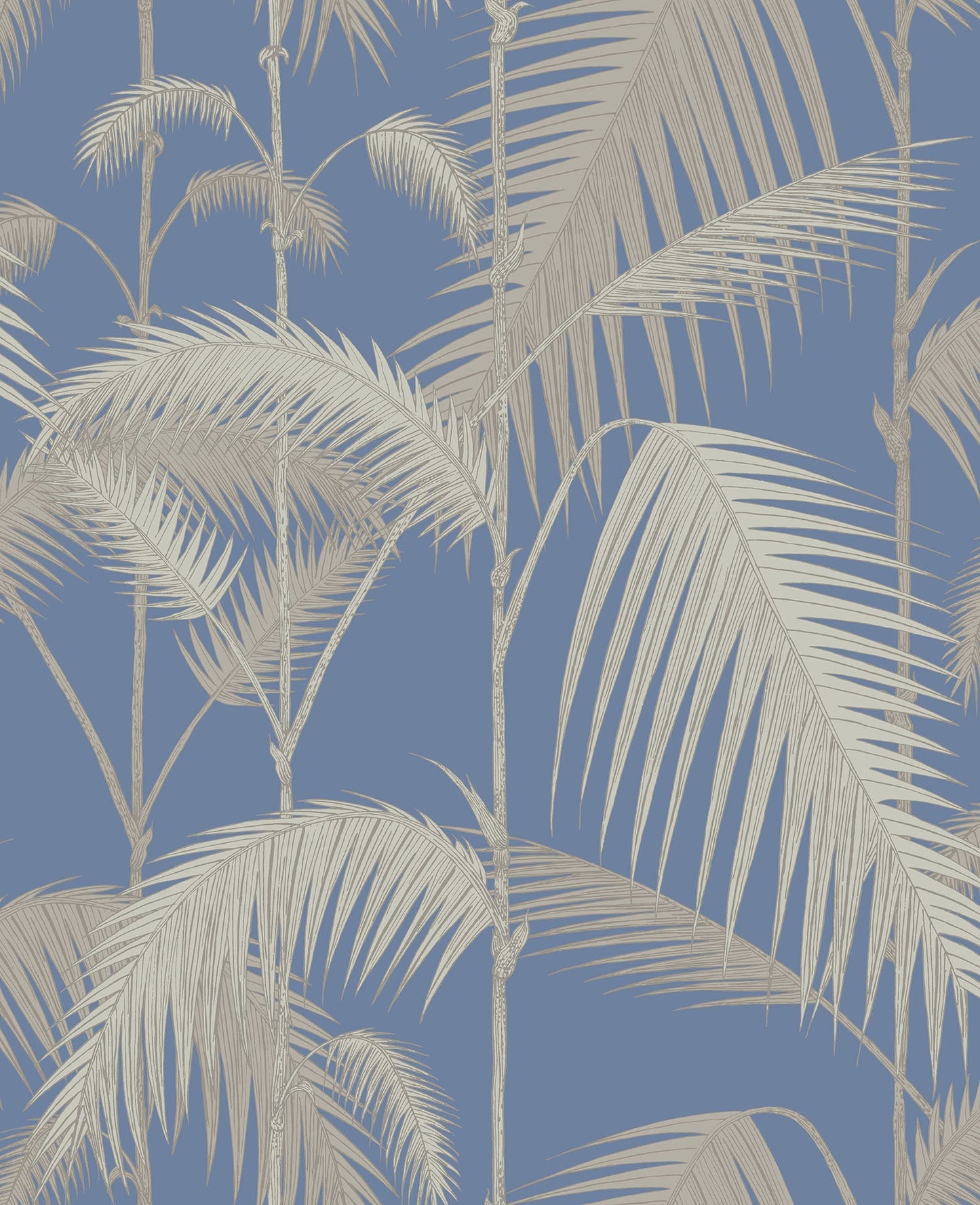 Cole & Son Palm Jungle - Metallic Silver & Linen on Hyacinth