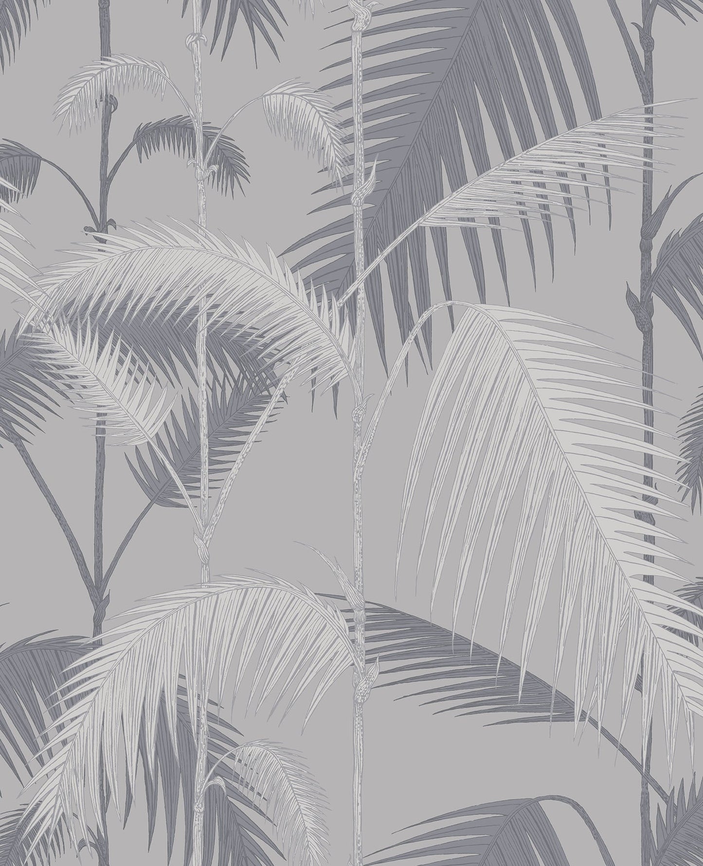Cole & Son Palm Jungle - Heath Grey on Metallic Silver