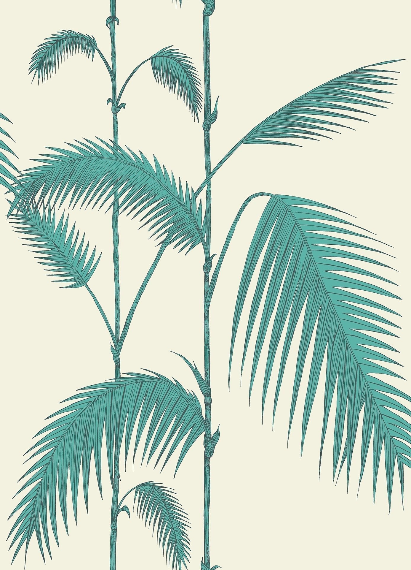 Cole & Son Palm Leaves - Teal on White