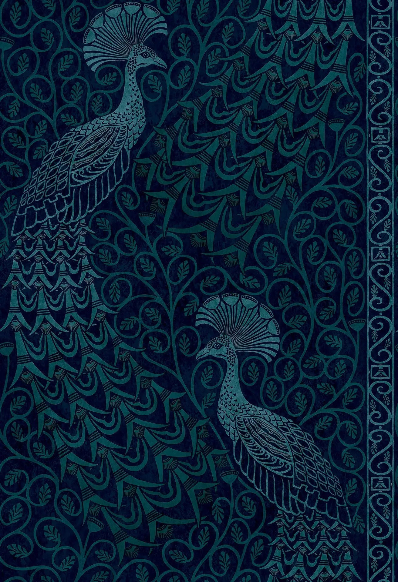 Cole & Son Pavo Parade wallpaper - Metallic Petrol on Ink