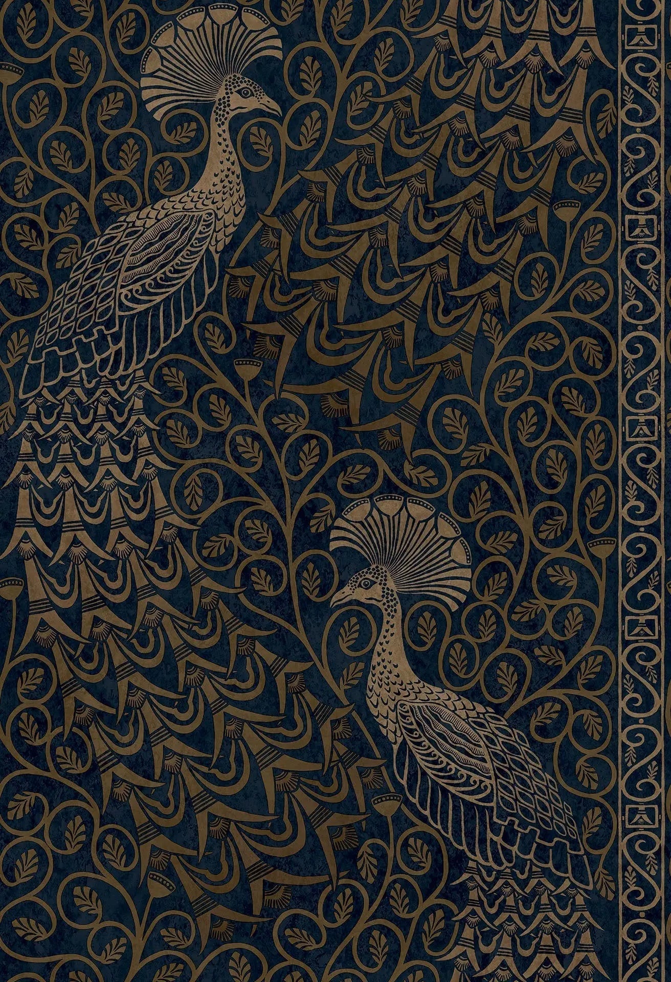 Cole & Son Pavo Parade - Metallic Bronze on Midnight