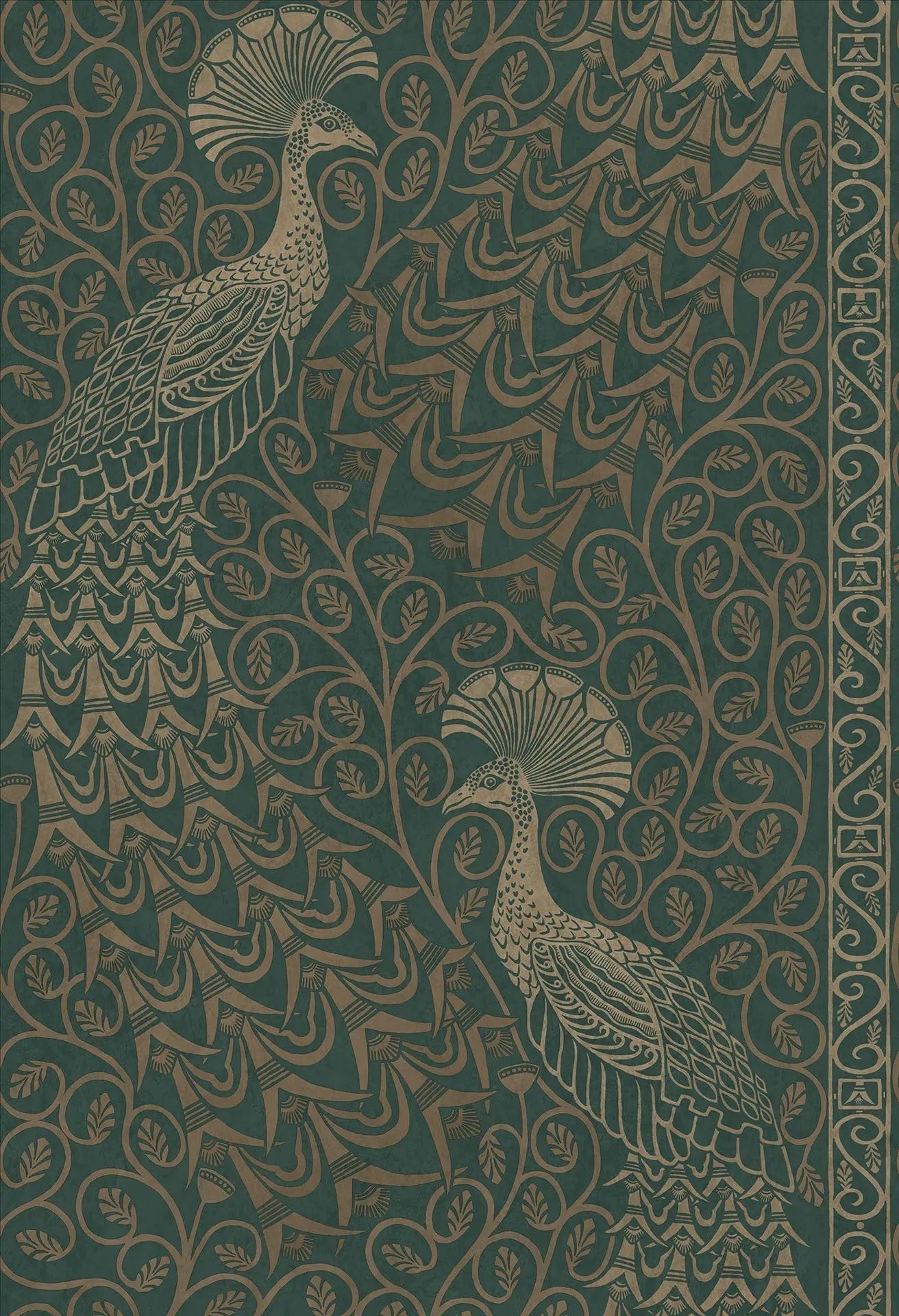 Cole & Son Pavo Parade - Metallic Gilver on Racing Green