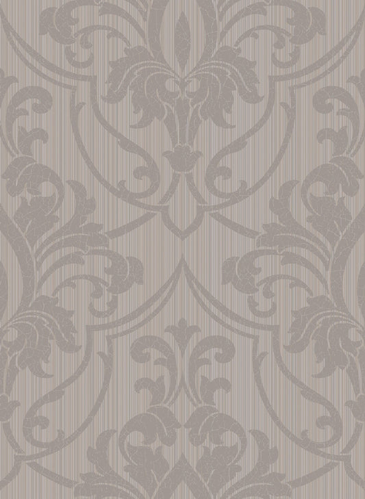 Cole & Son St Petersburg Damask wallpaper - Metallic Gilver on Taupe