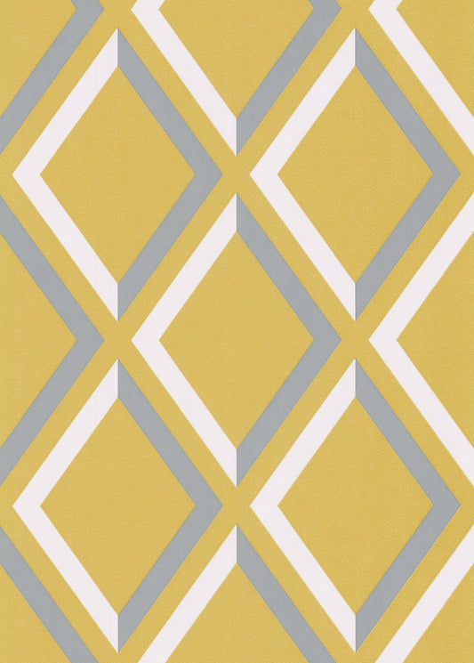 Cole & Son Pompeian wallpaper - White & Heath Grey on Chartreuse