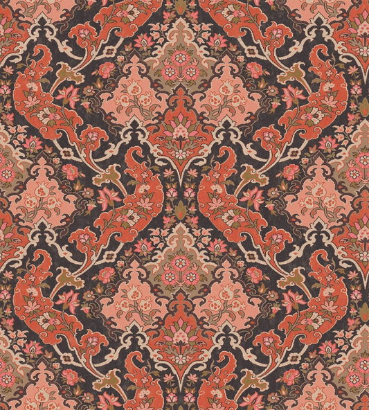 Cole & Son Pushkin wallpaper - Coral & Rouge on Soot