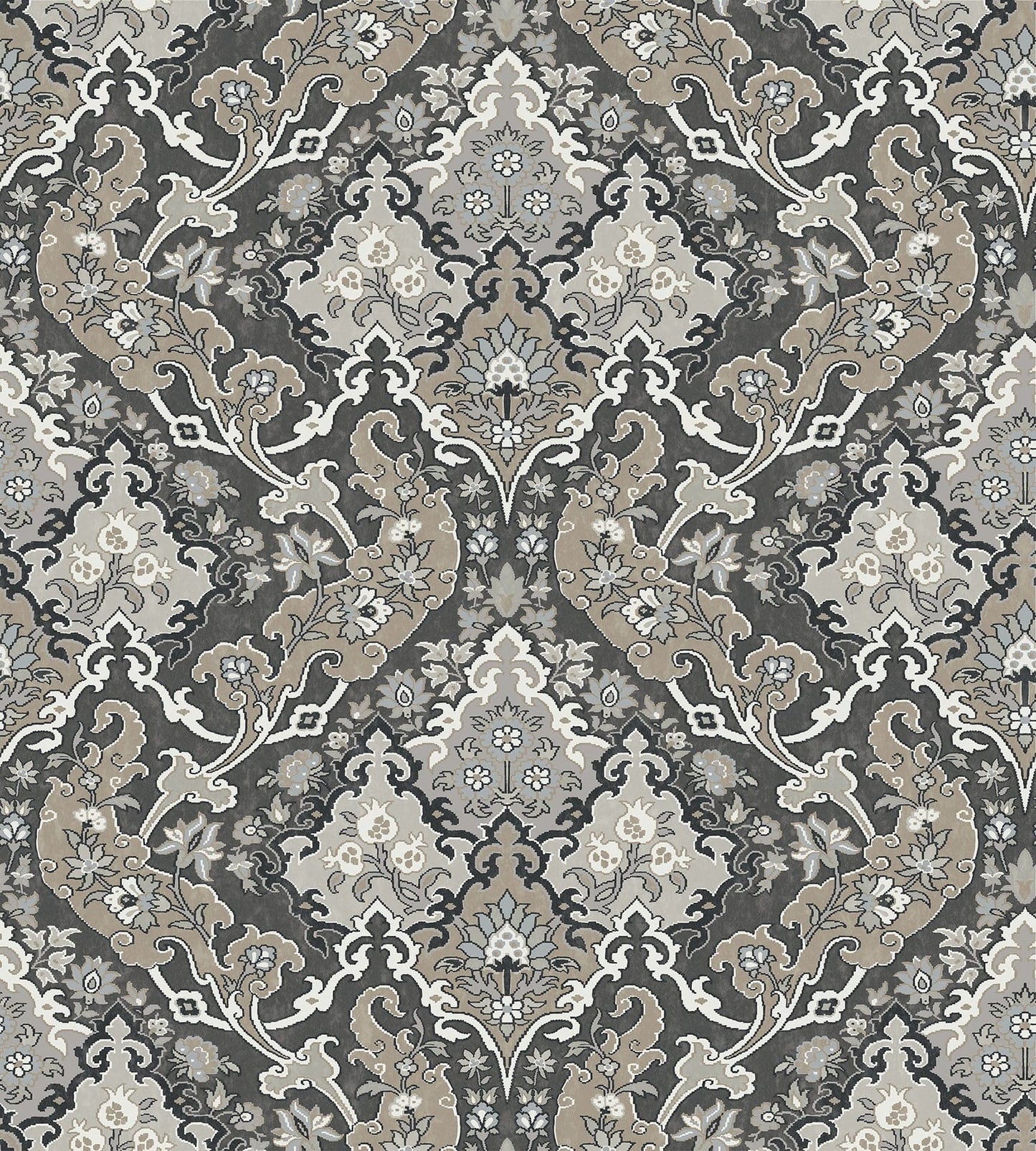 Cole & Son Pushkin - Stone & Taupe on Soot